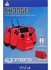 4GAMERS CHARGE CABLES & DESKTOP STAND  ROJO (OFICIAL)