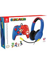 PDP POWER POSE SUPER MARIO BROS WIRED HEADSET LVL40 +CONTROLLER (SWITCH/LITE/OLED)